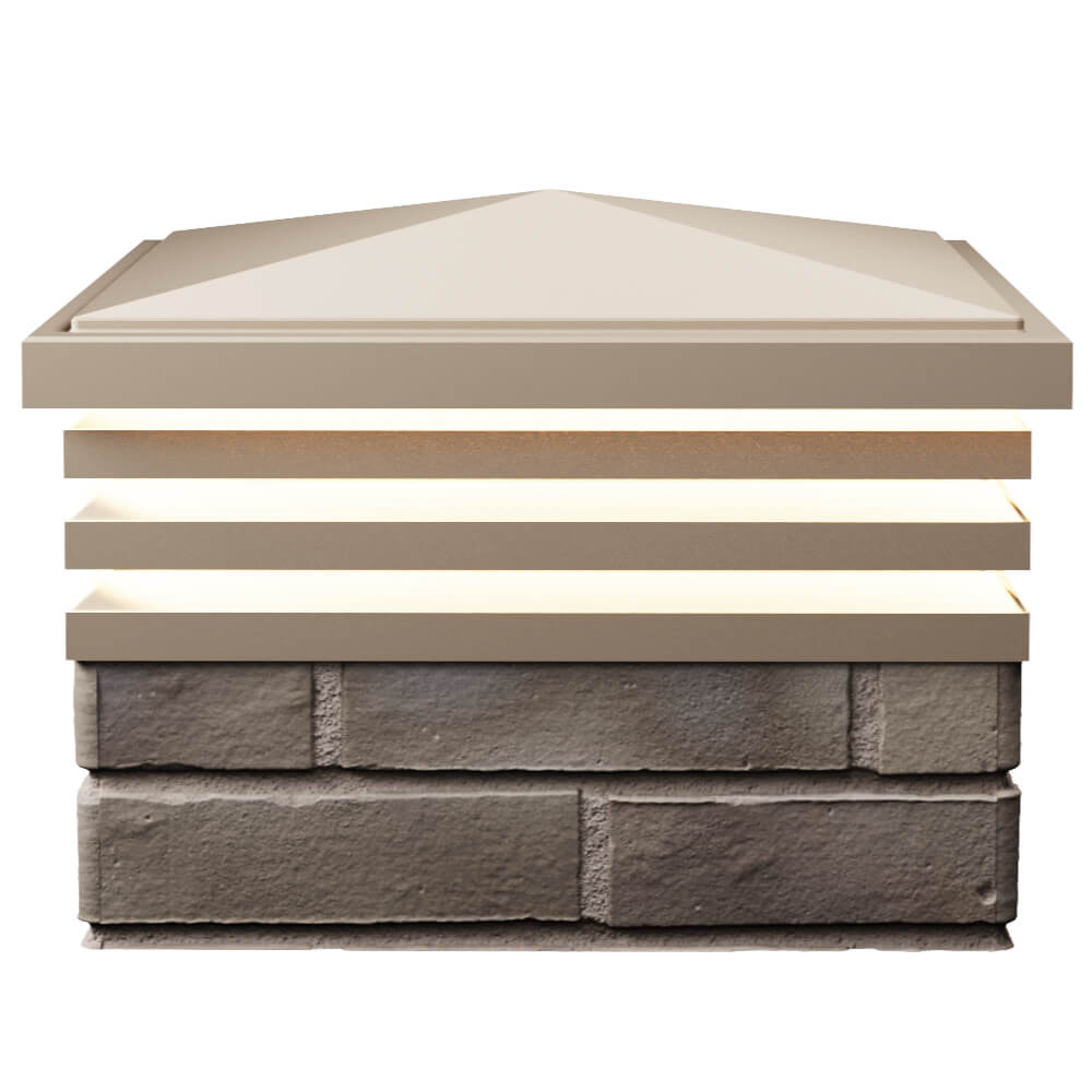 Колпак Zking Бона ХайТек Бежевый на столб 1.5х1.5 кирпича (385х385мм) с подсветкой в Ленинск-Кузнецком фото