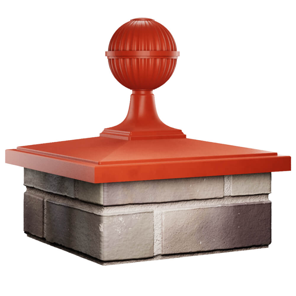 Колпак Zking БонаМоно Красный с шаром на столб 1.5х1.5 кирпича (385х385, 400х400мм) в сборе в Ленинск-Кузнецком фото