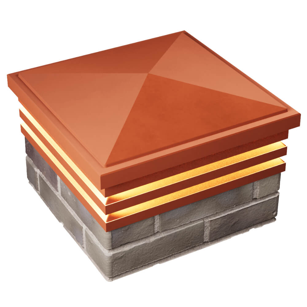 Колпак Zking Бона ХайТек Красный на столб 1.5х1.5 кирпича (385х385мм) с подсветкой в Ленинск-Кузнецком фото