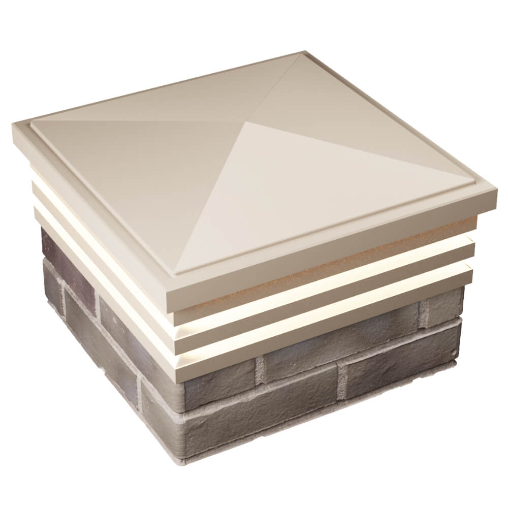 Колпак Zking Бона ХайТек Бежевый на столб 1.5х1.5 кирпича (385х385мм) с подсветкой в Ленинск-Кузнецком фото