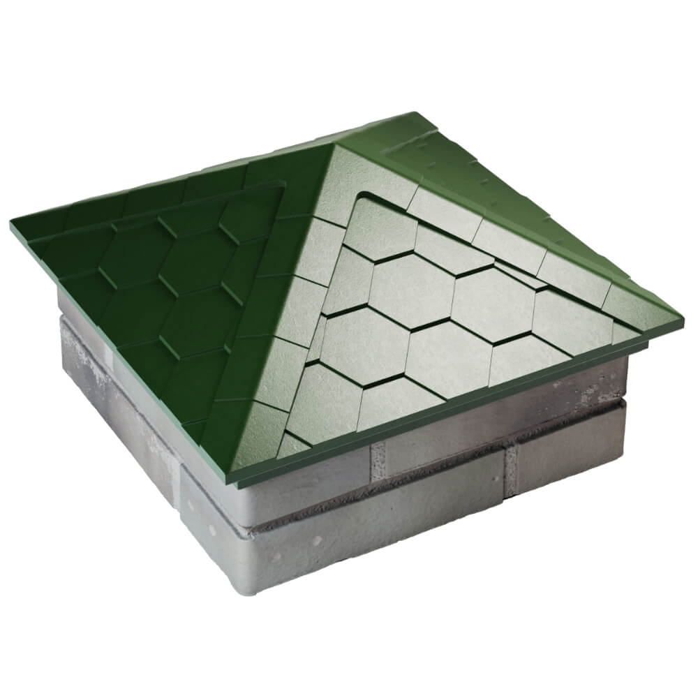 Колпак Zking Эверест Зеленый на столб 1.5х1.5 кирпича (390х390мм) в Ленинск-Кузнецком фото