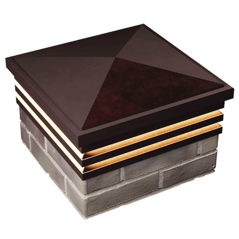 Колпак Zking Бона ХайТек Коричневый на столб 1.5х1.5 кирпича (385х385мм) с подсветкой в Ленинск-Кузнецком фото