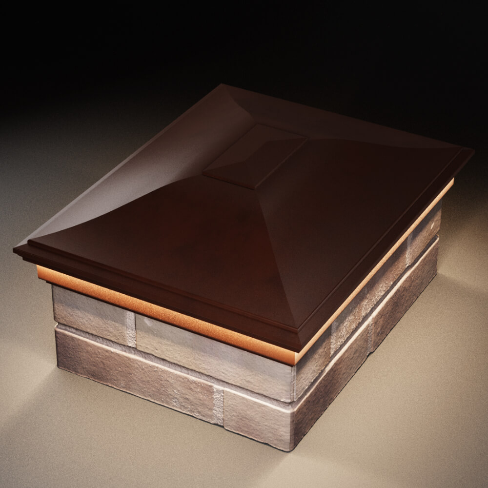 Колпак Zking Монблан Коричневый на столб 2х1.5 кирпича (515х385мм) c подсветкой в Ленинск-Кузнецком фото