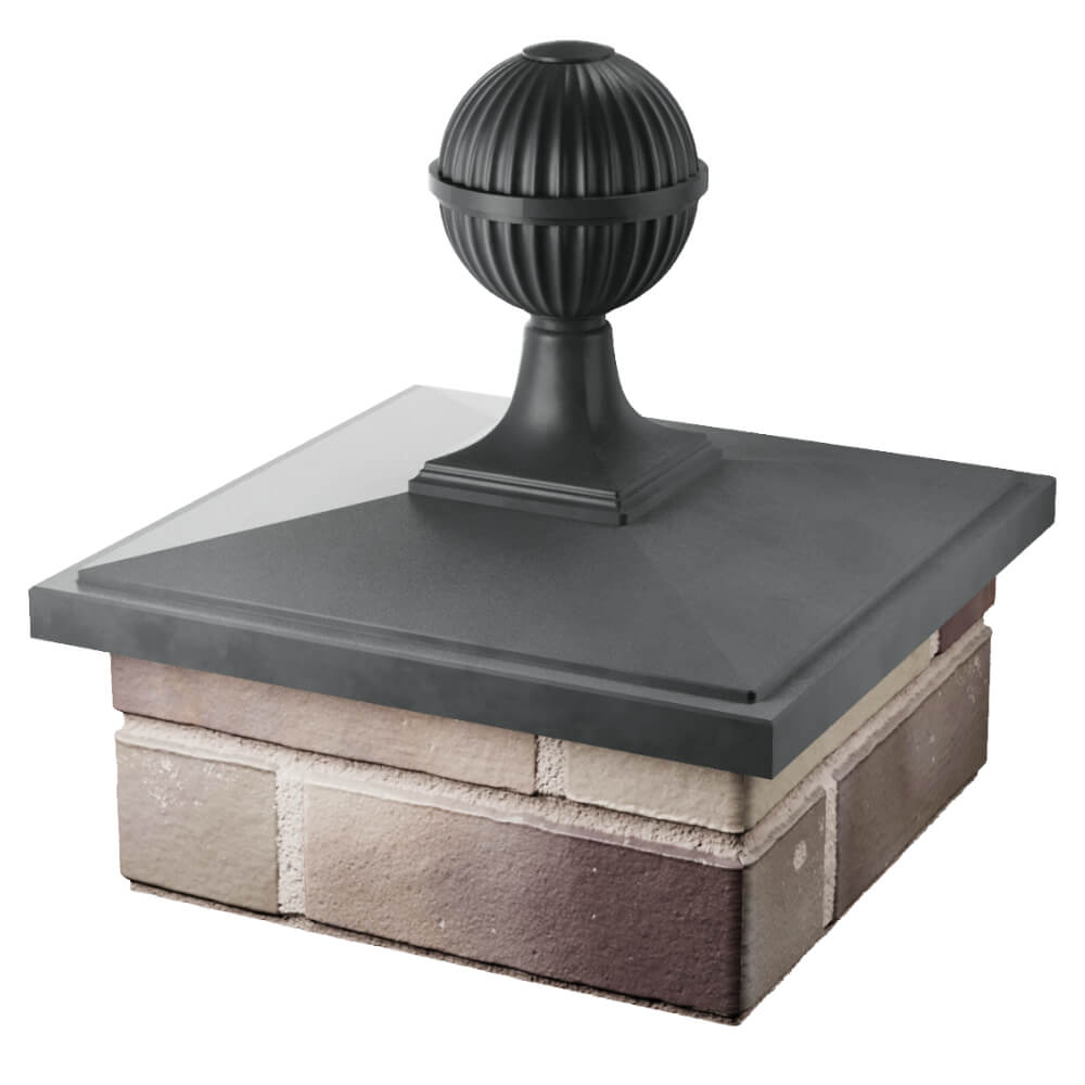 Колпак Zking БонаМоно Серый с шаром на столб 1.5х1.5 кирпича (385х385, 400х400мм) в сборе в Ленинск-Кузнецком фото
