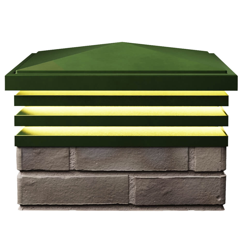 Колпак Zking Бона ХайТек Зеленый на столб 1.5х1.5 кирпича (385х385мм) с подсветкой в Ленинск-Кузнецком фото