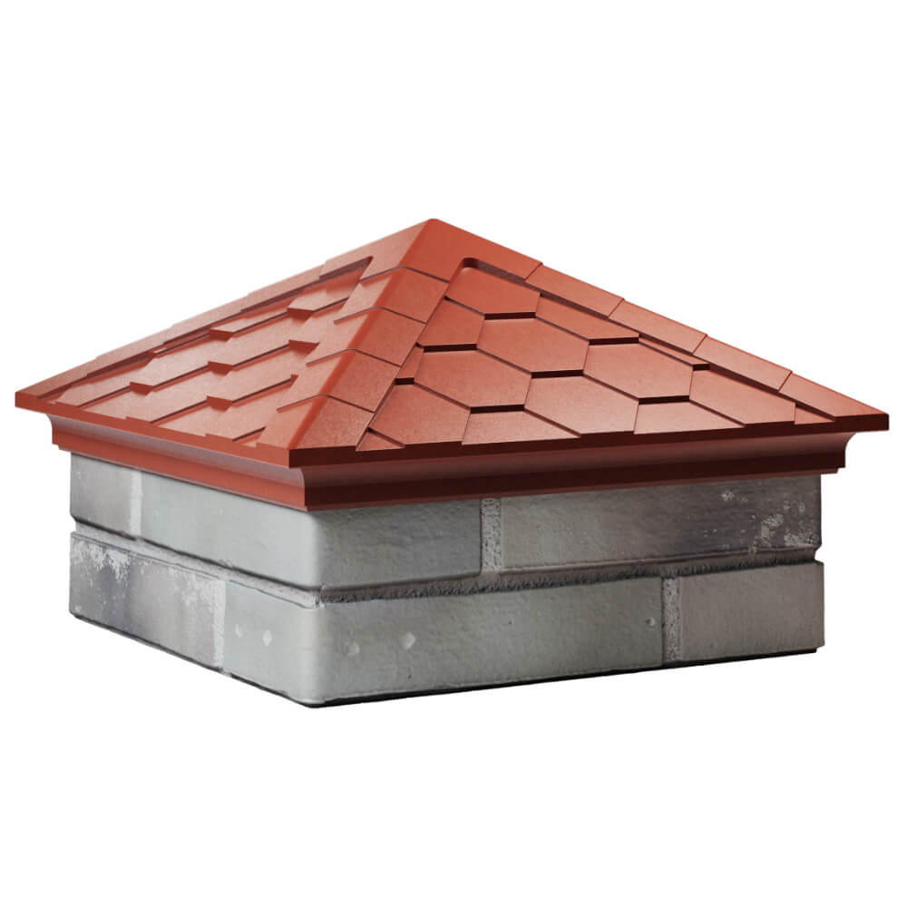 Колпак Zking Эверест Красный на столб 1.5х1.5 кирпича (390х390мм) в Ленинск-Кузнецком фото