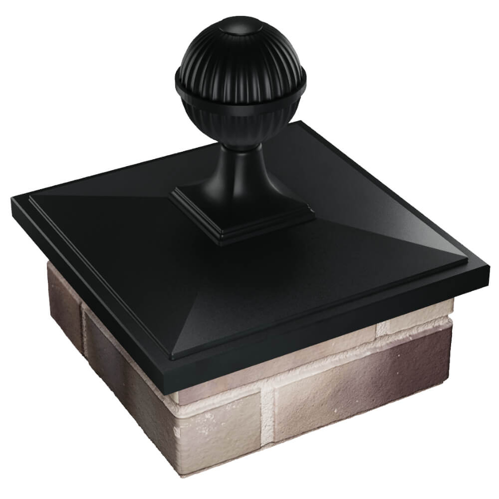 Колпак Zking БонаМоно Черный с шаром на столб 1.5х1.5 кирпича (385х385, 400х400мм) в сборе в Ленинск-Кузнецком фото