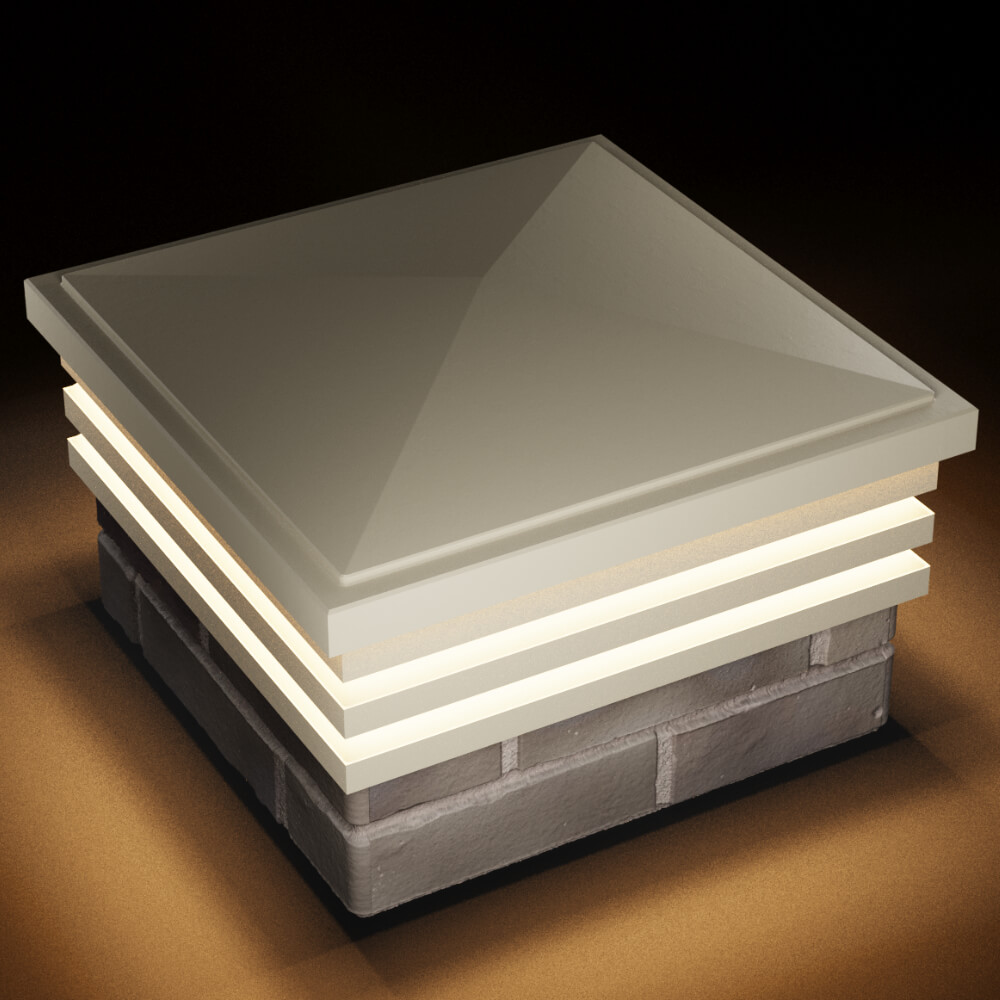 Колпак Zking Бона ХайТек Бежевый на столб 1.5х1.5 кирпича (385х385мм) с подсветкой в Ленинск-Кузнецком фото