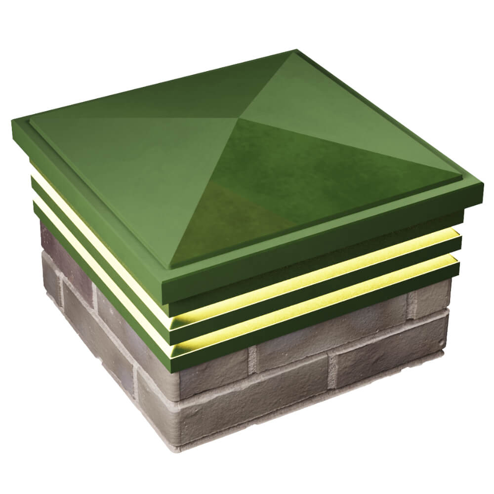 Колпак Zking Бона ХайТек Зеленый на столб 1.5х1.5 кирпича (385х385мм) с подсветкой в Ленинск-Кузнецком фото