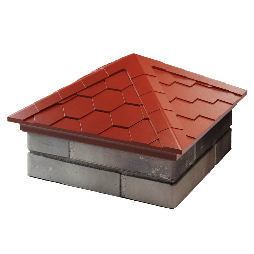 Колпак Zking Эверест Красный на столб 1.5х1.5 кирпича (390х390мм) в Ленинск-Кузнецком фото