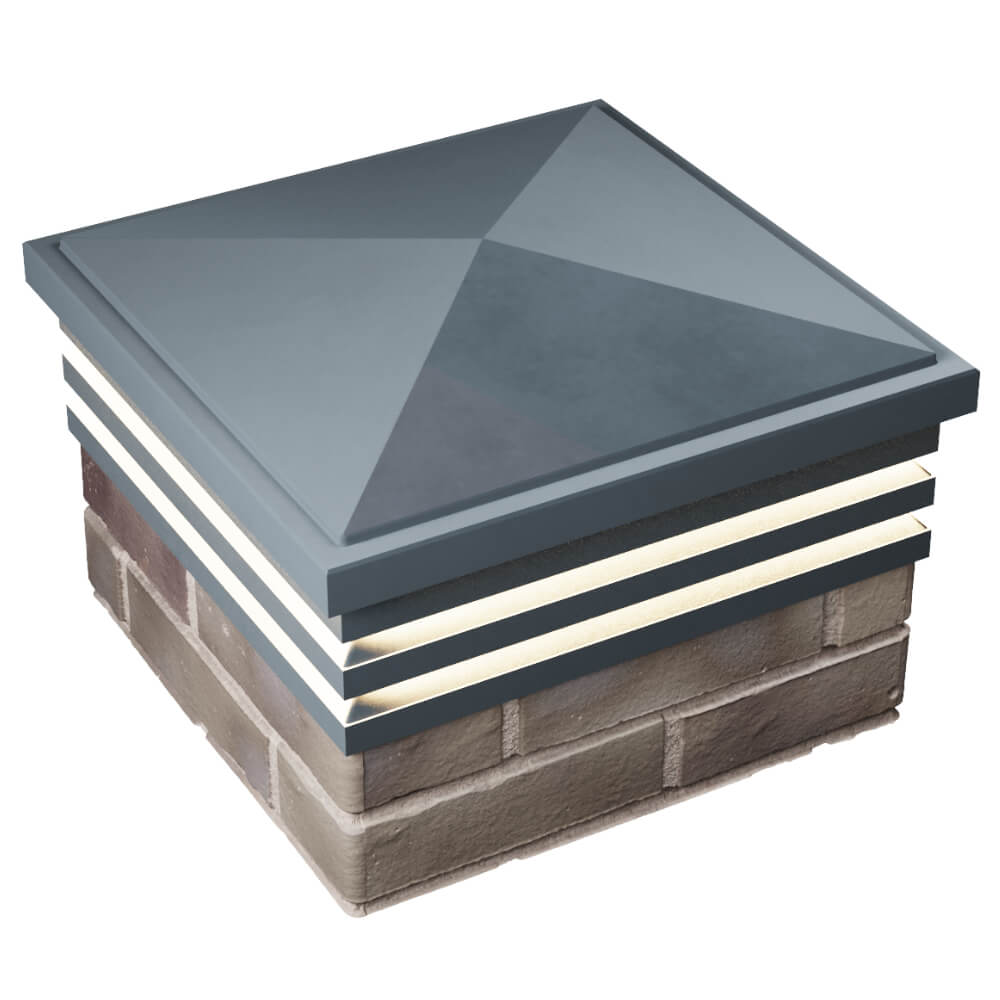 Колпак Zking Бона ХайТек Серый на столб 1.5х1.5 кирпича (385х385мм) с подсветкой в Ленинск-Кузнецком фото