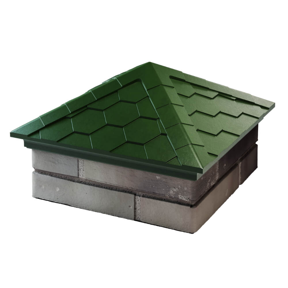 Колпак Zking Эверест Зеленый на столб 1.5х1.5 кирпича (390х390мм) в Ленинск-Кузнецком фото