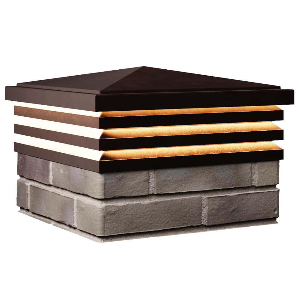 Колпак Zking Бона ХайТек Коричневый на столб 1.5х1.5 кирпича (385х385мм) с подсветкой в Ленинск-Кузнецком фото