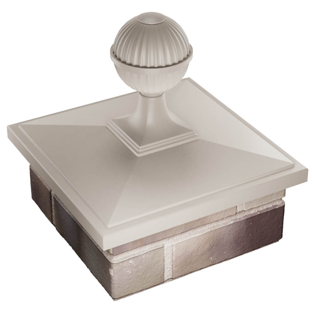 Колпак Zking БонаМоно Бежевый с шаром на столб 1.5х1.5 кирпича (385х385, 400х400мм) в сборе в Ленинск-Кузнецком фото