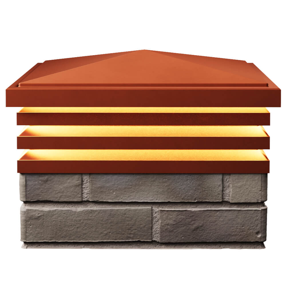 Колпак Zking Бона ХайТек Красный на столб 1.5х1.5 кирпича (385х385мм) с подсветкой в Ленинск-Кузнецком фото