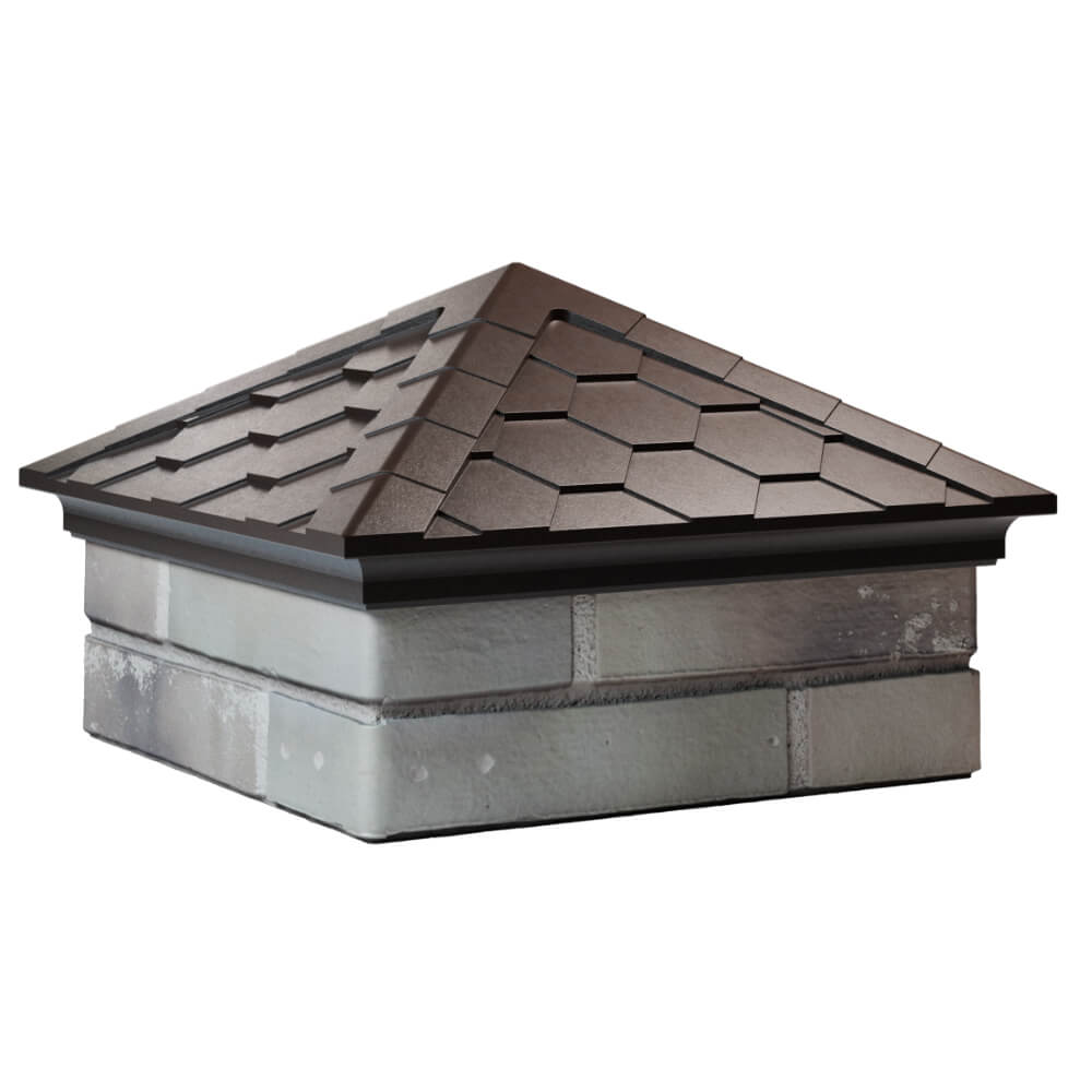 Колпак Zking Эверест Коричневый на столб 1.5х1.5 кирпича (390х390мм) в Ленинск-Кузнецком фото