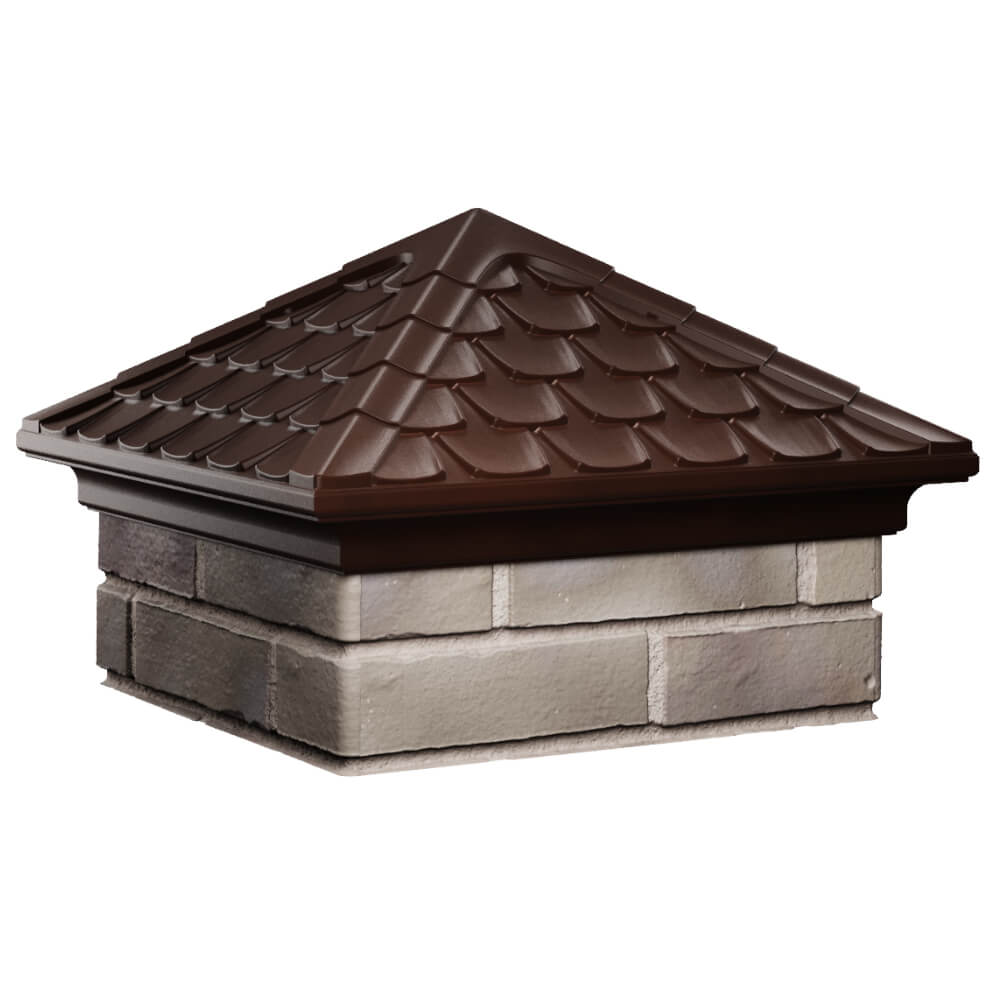Колпак Zking Эльбрус Коричневый на столб 1.5х1.5 кирпича (385х385мм) в Ленинск-Кузнецком фото