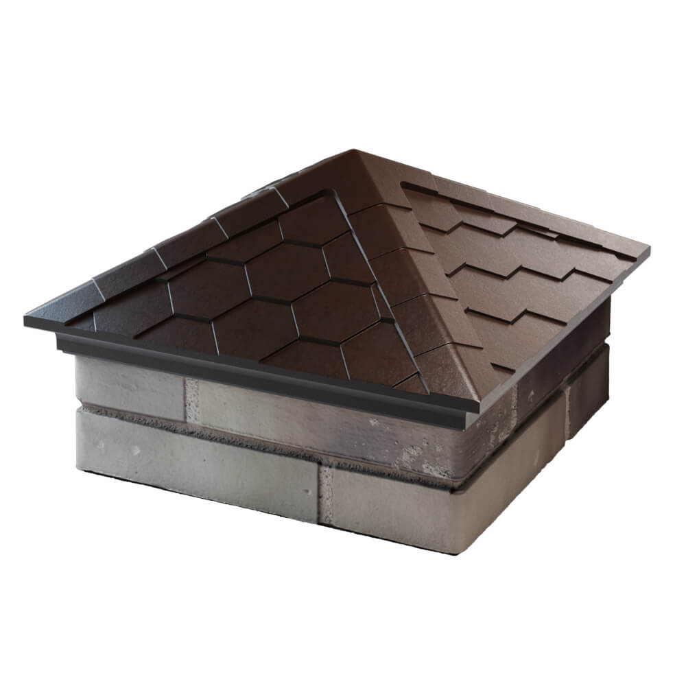 Колпак Zking Эверест Коричневый на столб 1.5х1.5 кирпича (390х390мм) в Ленинск-Кузнецком фото